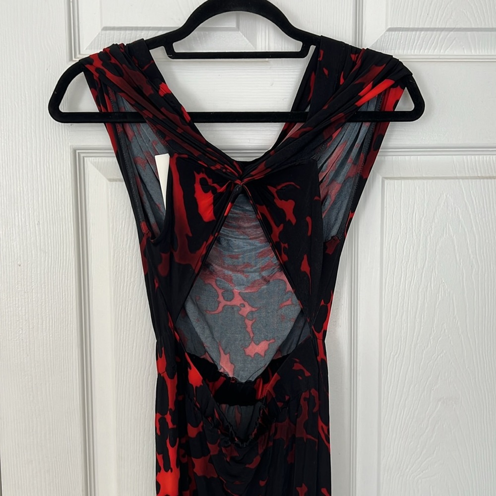 Dries Van Noten Hotmas Print Off the Shoulder Jersey Midi Dress in Red Size XS - Picture 14 of 14